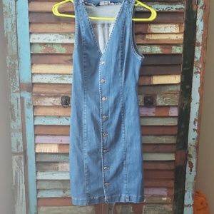 Missguided plunge Button up Denim Dress XS